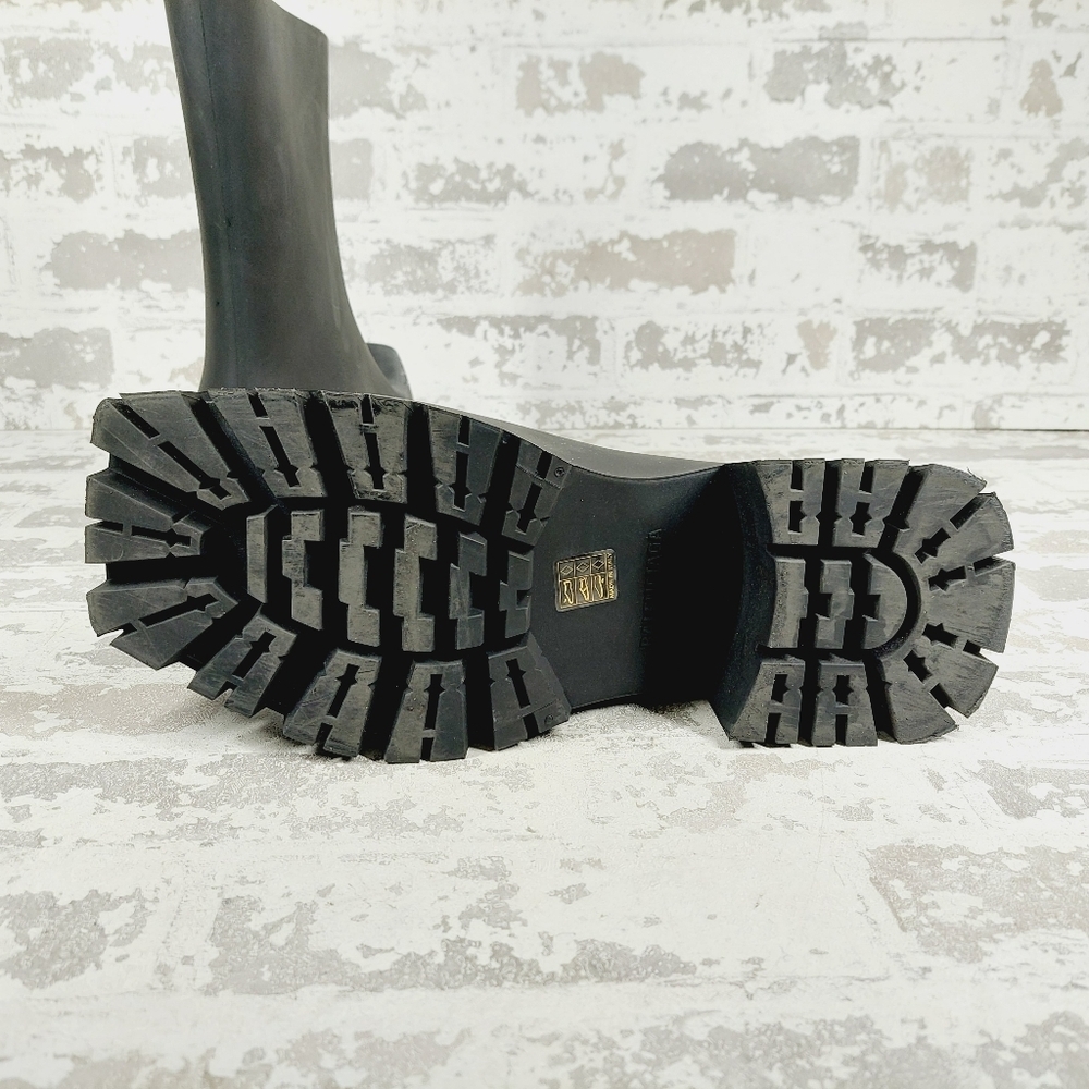 New Balenciaga Trooper Black Rubber Square Toe Rain Boots F741 - Picture 8 of 14